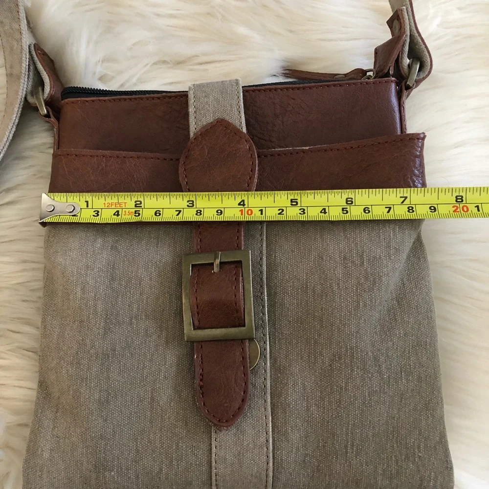Mona B canvas and vegan leather crossbody purse with built in wallet - Picture 11 of 12